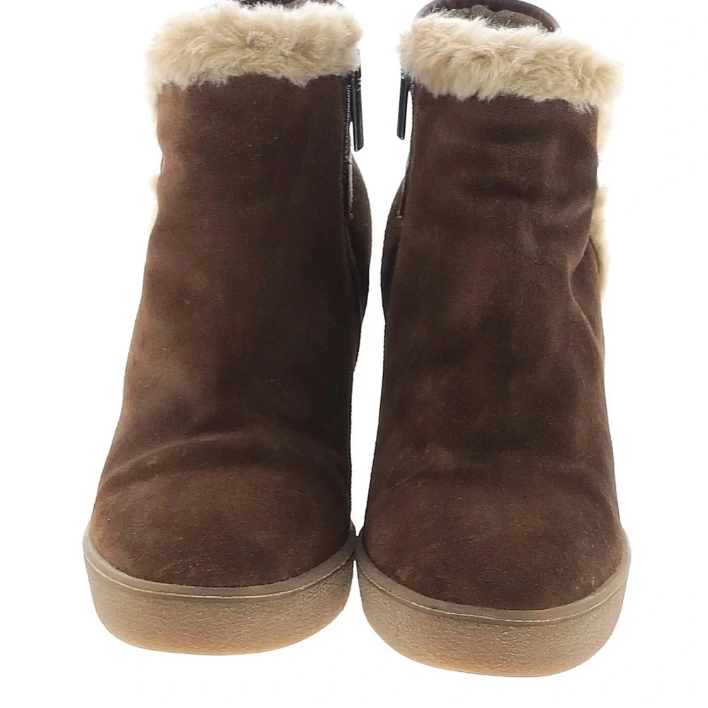 Aquatalia Suede‎ Wedge Shearling Ankle Boots Women’s Size 8